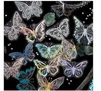 AIRTILY 90 Pegatinas Mágicas De Mariposas Brillantes De Colores, Efecto Láser Reflectante De Espejo, Decoración De Ensueño del Diario De La Cuenta Manual, Material De Diseño De Fiesta.