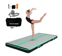 AirTrack Nordic Carbon Air Track Tumble Track 3-8m con bomba de aire eléctrica, colchoneta de gimnasia inflable para el hogar - 1,5m de ancho y 15cm de grosor, colchoneta de gimnasia (6m, Menta)