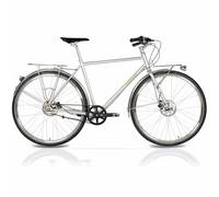 Airtracks Bicicleta urbana de 28 pulgadas para hombre, Street CrMo Gates Carbon Drive Belt Shimano, 7 marchas Nexus plateada, altura del marco 53 cm, 57 cm, año modelo 2025 (57 cm (altura 180-195 cm)