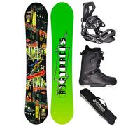 Airtracks Set de snowboard para hombre Wide Fun City Freestyle Freeride 155 - Snowboard Bindung Master - Botas blandas Strong ATOP 40 - SB Bag