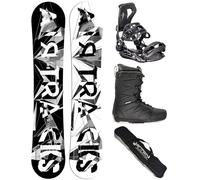 AIRTRACKS Snowboard Set Paquete Completo Tabla BWF Extra Wide (Hombre) 155 + Fijaciones Master + Botas Star Black 42 + SB Bag
