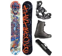 AIRTRACKS Snowboard Set Paquete Completo Tabla Diamond Heart Carbon Wide Hybrid Rocker Hombre 155 - Fijaciones Master - Botas Strong ATOP 43 - SB Bag