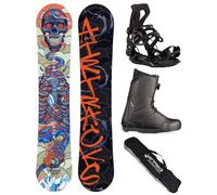 AIRTRACKS Snowboard Set Paquete Completo Tabla Diamond Heart Carbon Wide Hybrid Rocker Hombre 155 - Fijaciones Master - Botas Strong ATOP 44 - SB Bag