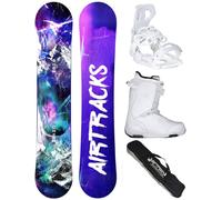 AIRTRACKS Snowboard Set Paquete Completo Tabla High M Carbon Hybrid Rocker Mujer 140 + Fijaciones Master + Botas Strong ATOP W 37 + SB Bag