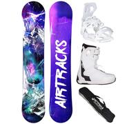 AIRTRACKS Snowboard Set Paquete Completo Tabla High M Carbon Hybrid Rocker Mujer 140 + Fijaciones Master + Botas Master W QL 38 + SB Bag