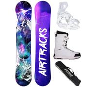 AIRTRACKS Snowboard Set Paquete Completo Tabla High M Carbon Hybrid Rocker Mujer 145 + Fijaciones Master + Botas Star W 39 + SB Bag