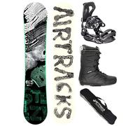 AIRTRACKS Snowboard Set Paquete Completo Tabla Steezy Wide Hybrid Rocker Hombre 155 - Fijaciones Master - Botas Star Black 42 - SB Bag