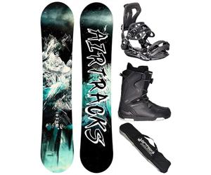AIRTRACKS Snowboard Set Paquete Completo Tabla Under Zero Rocke Wide Hombre 165 - Fijaciones Master - Botas Strong ATOP 47 - SB Bag