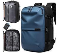 AirVault - Mochila de viaje con sellado al vacío de 60 L con sistema de vacío de compresión de aire expandible HyperSeal, resistente al agua y bloqueo TSA, Azul, 60L, Bomba de vacío incluida
