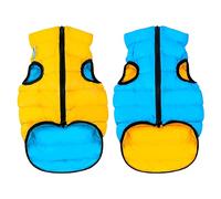 AirVest - Ropa reversible para perros, abrigo para perros, impermeable, resistente al agua, con práctica bolsa, amarillo y azul, talla M: 45 x 64 x 38 cm