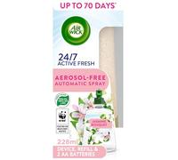 Airwick Kit de ambientador automático sin aerosol, ramo de jazmín, 1 gadget y 1 recambio (228 ml), neutralizador de olores activo y fresco de 24 x 7, dura hasta 70 días, ambientador para el hogar