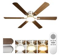 Airwit 132cm Grande Ventilador de Techo con Luz Doble Cara Aspas, Silencioso Ventilador Techo LED con Mando a Distancia y Reversible Motor DC, para Dormitorio Salon (Montaje en Techo)