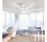 Airwit 183cm Extra Grande 8 Aspas de Aluminio Ventilador de Techo con Luz y Mando, Silencioso Lampara Ventilador Techo con Reversible Motor DC para Exterior Terraza, Habitación Grande
