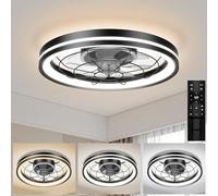 Airwit Modernas Ventilador de Techo Silencioso con Luz y Mando, 48cm Regulable Lampara Ventilador Techo Sin Aspas, 6 Velocidades, Ventilador Techo con Reversible Motor DC para Dormitorio, Salon