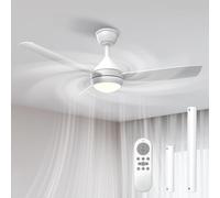 Airwit Ventilador de Techo 106cm con Luz LED Regulable, 3 Aspas Snap-On, Silencioso Ventilador Techo con Mando para Dormitorio Salon Cocina, 6 Velocidades, Instalación Rápida, Blanco