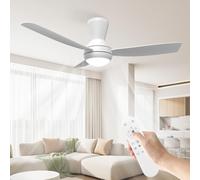 Airwit Ventilador de Techo 106cm con Luz LED Regulable, 3 Aspas Snap-On, Silencioso Ventilador Techo con Mando para Dormitorio Salon Cocina, 6 Velocidades, Instalación Rápida, Blanco
