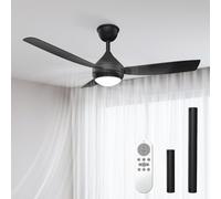 Airwit Ventilador de Techo 106cm con Luz LED Regulable, 3 Aspas Snap-On, Silencioso Ventilador Techo con Mando para Dormitorio Salon Cocina, 6 Velocidades, Instalación Rápida, Negro