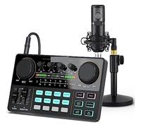 AIRYSSFU Kit de Tarjeta de Sonido, Interfaz, Lite All-IN-One Podcast Studio con micrófono de diafragma Grande de 25 mm for transmisión, DJ