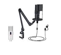 AIRYSSFU Kit de Tarjeta de Sonido, Kit de micrófono de Ordenador USB de Condensador de Estudio STA-U2A con Brazo de Tijera Ajustable Soporte de Choque for Voz en Off(Rose Red)