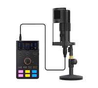 AIRYSSFU Kit de Tarjeta de Sonido, Kit de Tarjeta de Sonido AD con Cambiador de Voz Interfaz USB Adaptador de micrófono Externo Mezclador de Tarjeta de Sonido