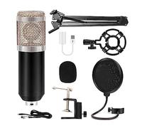 AIRYSSFU Kit de Tarjeta de Sonido, Micrófono de Condensador con micrófono cardioide de Brazo de Tijera de suspensión con Tarjeta de Sonido V8 for Grabar Canto(HDS7105 V22)