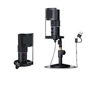 AIRYSSFU Kit de Tarjeta de Sonido, Micrófono de grabación USB STA-U2D, micrófono Podcast for Ordenador for PC/PS4/Mac, Cuatro Patrones de Recogida for Voces, Juegos(Black1)