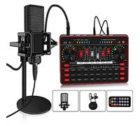 AIRYSSFU Kit de Tarjeta de Sonido, Tarjeta de Sonido Micrófono Audio Auriculares USB Webcast Interfaz de Tarjeta de Sonido en Vivo Tarjeta de Sonido USB Externa for Cantar(G3 with L9 Black)