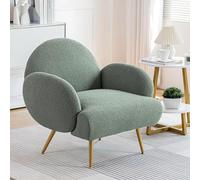AISALL Sillón Moderno, sillón tapizado con Patas de Metal Negro para salón, Dormitorio, balcón, Estudio, Verde