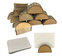 Aisamco 20 pzas de Madera rústicas para Colocar en Lugar de la Tarjeta de Madera Titular de Memo de 0.6"y 30 pzas de Kraft para Tarjetas de Boda número Nombre Signo