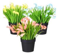 Aisamco 3 Piezas Plantas Artificiales en Macetas Pequeñas Plantas en Maceta Negra Mini Calla Artificial para Baño Hogar Oficina Escritorio Mesa Decoración de Estante Interior