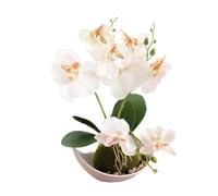 Aisamco Flores de orquídeas Artificiales con Maceta Blanca Flores de Phalaenopsis Falsas de plástico con Maceta Flor Artificial para la decoración de la Oficina de la Boda en el hogar