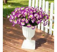 Aisamco Flores de Seda Artificiales para decoración al Aire Libre, 12 Paquetes de Flores de imitación Morning Glory Plantas Falsas Resistentes a los Rayos UV para Jardinera, Porche, Patio