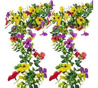 Aisamco Guirnalda de Flores Artificiales para decoración de Primavera y Verano, Paquete de 2, 1,8 m, Resistente a los Rayos UV, con eucalipto, Planta Colgante para el hogar, jardín y Exteriores