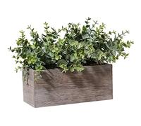 Aisamco Hojas de eucalipto Artificial en Caja de Madera Ramas de eucalipto Falsas Plantas en Maceta Gris Verde Vegetación Artificial para Boda Decoración Floral