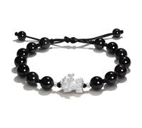 Aisamco Pulsera de obsidiana negra, riqueza Feng Shui, con personaje Pixiu, pulsera de cuentas, atrae la riqueza y la buena suerte, regalo para mujeres y hombres