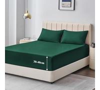 Aisbo Funda de Cuerda 140x190/200 Gran capó 40 cm - Funda de Cuerda para 2 Personas 140x200/190 Gran capó 40 cm Camafas de Microfibra Oeko-Tex con elástico Todo Alrededor, Verde Foncado