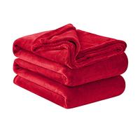 Aisbo - Manta polar de franela tamaño queen size para la cama o el sofá, suave, caliente, cómoda y versátil (220 x 240 cm, color rojo)