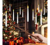 Aischens 12 Velas Flotantes con Varita Mágica y Temporizador de 6H, Velas Mágicas LED Colgantes, Juego de Velas Eléctricas LED a Pilas para Fiestas Navideñas, Decoración de Casa, Cumpleaños, Regalo