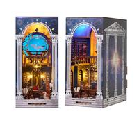 Aischens Book Nook Kit DIY Miniature House, Kit de Rincón de Libros de Bricolaje,Casa de Muñecas en Miniatura de Madera con Luces LED,Rompecabezas de Madera 3D Sujetalibros para Decoración Estantería