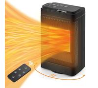 Aischens Calefactor Eléctrico Bajo Consumo Silencioso 1500W con Mando | con 3 Modos de Potencia, 70° Oscilación, Mini Calefactor Portátil con Control Remoto para Oficina Hogar Dormitorio Baño