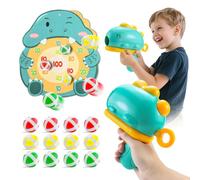 Aischens Juego de Disparos Dinosaurio con Tablero de Dardos y 12 Bolas Adhesivas, Juguetes Pistola Juego de Tiro Dinosaurio para Interiores Exteriores, Regalo para Niños y Niñas a Partir de 3 Años