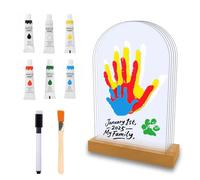 Aischens Kit de Huellas de Manos Familiares, Set Marco de Huellas Bebé Recién Nacido y Toda la Familia con Espacio para 5 Huellas, Recuerdo Personalizado Familiar DIY Regalo para Recién Nacido