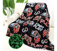 AISDE Manta de regalo que brilla en la oscuridad para niños, manta de control de videojuegos de llama roja, decoración de habitación de jugadores para dormitorio de niños, regalos de cumpleaños, 40 x