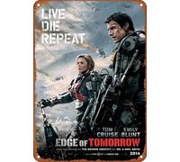 Aisdjjuehy Edge Of Tomorrow (#4 Of 17) Live. Die. Repeat. 2014 - Cartel de aluminio para decoración del hogar, bar, tienda, café, vintage, regalo, 8 x 12 pulgadas, color