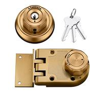 AIsecure Twist to Lock Jimmy - Cerrojo de seguridad sin llave con pestillo nocturno no recogible y botón antibloqueo, acero inoxidable 304 de seguridad de un solo cilindro y llaves SC, prohíbe la