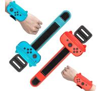 Aiseeok Pack de 2 Muñequeras Elásticas Ajustables Compatible con Joy Con, Pulseras para Nintendo Switch Switch OLED y Just Dance 2026-2021 y Zumba Burn It Up para Adultos Niños, Rojo Azul
