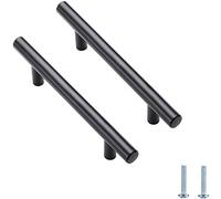 AISENPARTS Tiradores de acero inoxidable negro mate para armario de cocina, tiradores de barra en T, tiradores de cajones para muebles, 76 mm, centros de orificios / 127 mm de largo