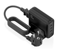 Aisens Cargador de sobremesa ASCH-140W4P056-BK GaN 140W 3xUSB-C PD3.1 1xUSB-A QC3.0 Negro