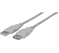 AISENS A101-0013 - Cable Extensión USB 2.0 (1.8 m para prolongar un Cable, Apto para Juegos de Consola, Cámaras Digitales, Cámara Web, impresoras y Ratón) Color Beige
