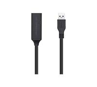 Aisens A105-0409 Cable USB 3.0 de extensión con amplificador y alimentación, Tipo A/M-A/H, Negro, 15 m